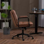 Okak Mid Back Desk Chair, Office Chair with Padded Armrest and Wheels, Computer Chair for Office, Gaming Room, Study