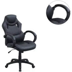 Okak Height-Adjustable Office Chair, Upholstered Desk Chair with Wheels, Comfy Gaming Chair for Office, Study, Play Room