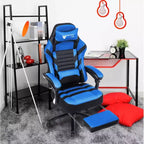 Okak High-Back Gaming Chair, Ergonomic Office Chair with Foldable Footrest, Height-Adjustable Comfy Chair for Study, Gaming Room
