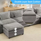 Mjkone Canapé modulaire surdimensionné de 396 cm, en forme de U avec 2 poufs, canapé 6 places en chenille avec assise profonde