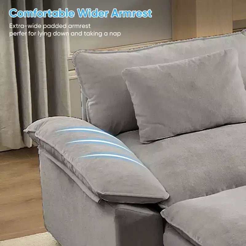 Mjkone Canapé modulaire surdimensionné de 396 cm, en forme de U avec 2 poufs, canapé 6 places en chenille avec assise profonde