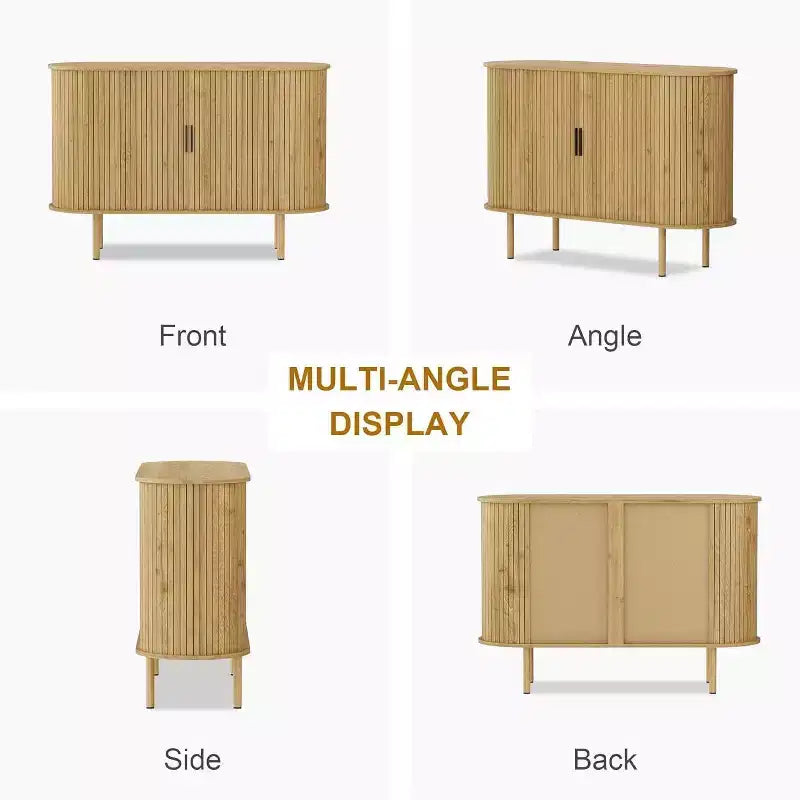 COZONY Fluted Sideboard Cabinet with Sliding Doors, Modern Storage Console with Adjustable Shelves for Living Room Kitchen Dining Entryway