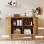 COZONY Fluted Sideboard Cabinet with Sliding Doors, Modern Storage Console with Adjustable Shelves for Living Room Kitchen Dining Entryway