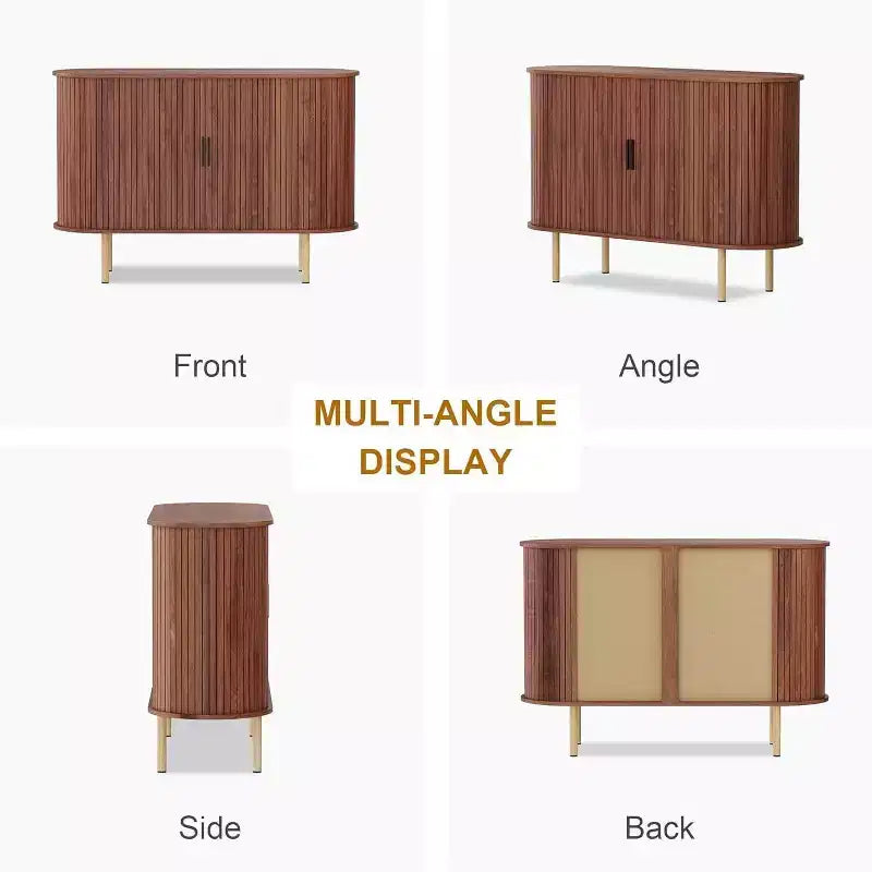 COZONY Fluted Sideboard Cabinet with Sliding Doors, Modern Storage Console with Adjustable Shelves for Living Room Kitchen Dining Entryway