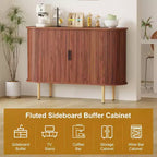 COZONY Fluted Sideboard Cabinet with Sliding Doors, Modern Storage Console with Adjustable Shelves for Living Room Kitchen Dining Entryway