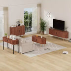 COZONY Fluted Sideboard Cabinet with Sliding Doors, Modern Storage Console with Adjustable Shelves for Living Room Kitchen Dining Entryway
