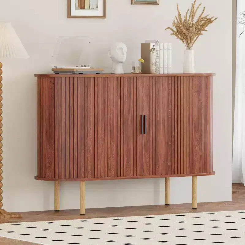 COZONY Fluted Sideboard Cabinet with Sliding Doors, Modern Storage Console with Adjustable Shelves for Living Room Kitchen Dining Entryway