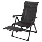Outdoor folding rattan lounge chair, portable outdoor lounge chair, reversible outdoor footstool, PE rattan, 330 pounds, suitable for garden, balcony