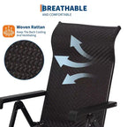 Outdoor folding rattan lounge chair, portable outdoor lounge chair, reversible outdoor footstool, PE rattan, 330 pounds, suitable for garden, balcony