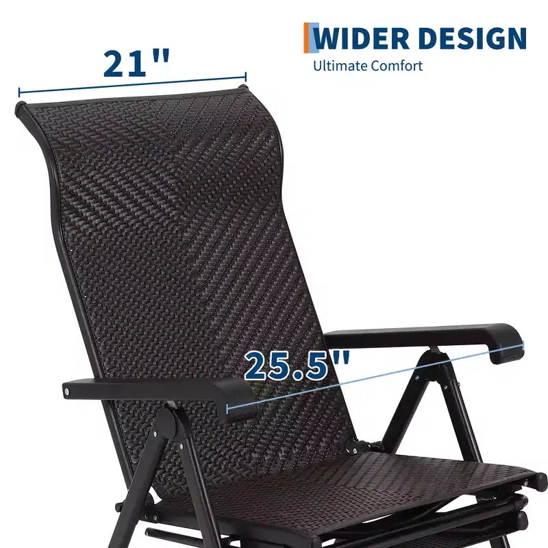 Outdoor folding rattan lounge chair, portable outdoor lounge chair, reversible outdoor footstool, PE rattan, 330 pounds, suitable for garden, balcony