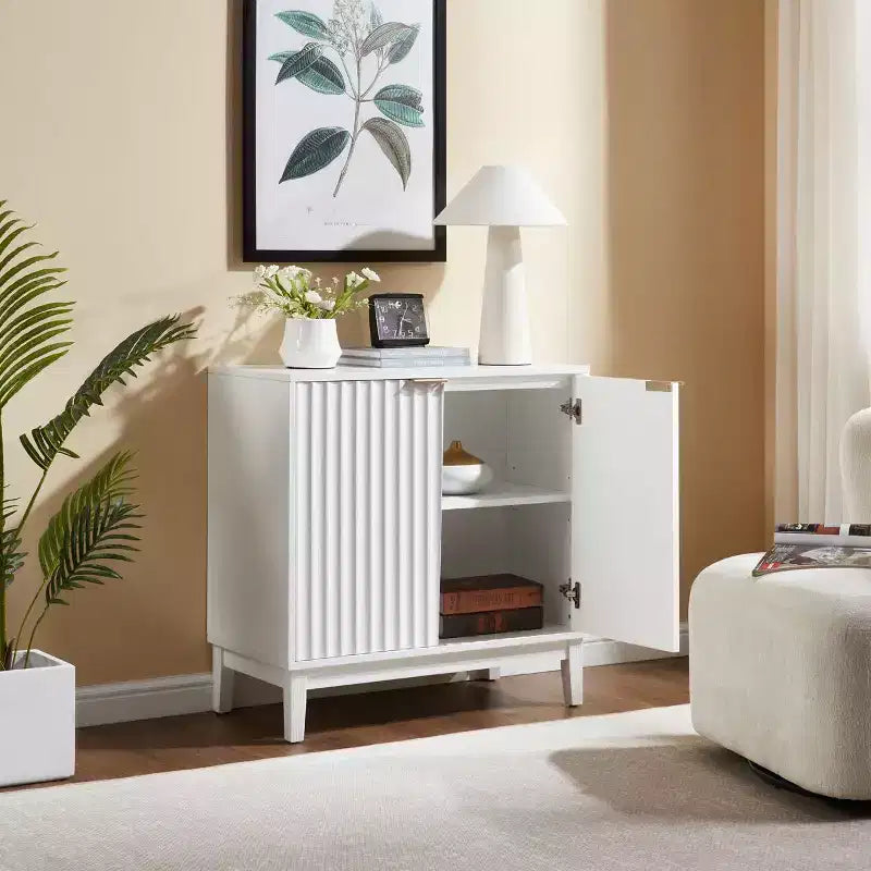 Meuble de rangement moderne Okak, meuble d'entrée à 2 portes, meuble décoratif pour le salon, le bureau, l'entrée