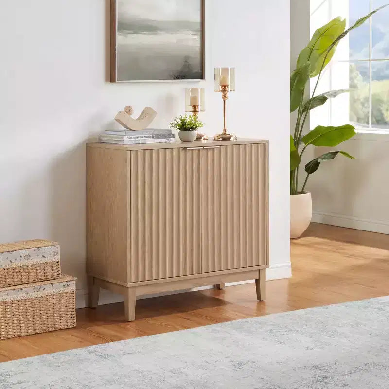 Okak Modern Storage Cabinet, Entryway Cabinet with 2 Doors, Decorative Cabinet for Living Room, Office, Entryway
