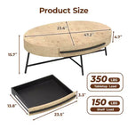 Table basse ovale avec tiroir, table basse en bois de style moderne du milieu du siècle avec rangement de 120 cm