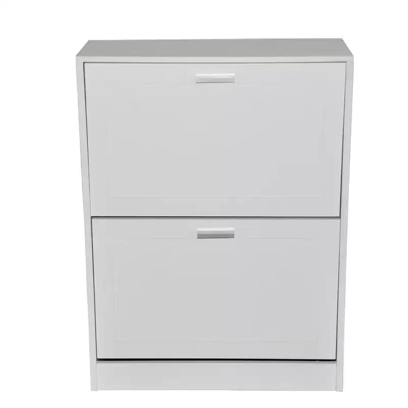 AndMakers 31 in. H x 24 in. W White Titanium Wood Shoe Storage Cabinet