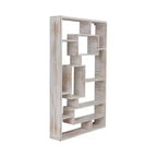 Modern Geometric Wall Shelf - Multi-Tier Decorative Wood Storage Rack - Casual Home Style for Living Room, Bedroom, Office