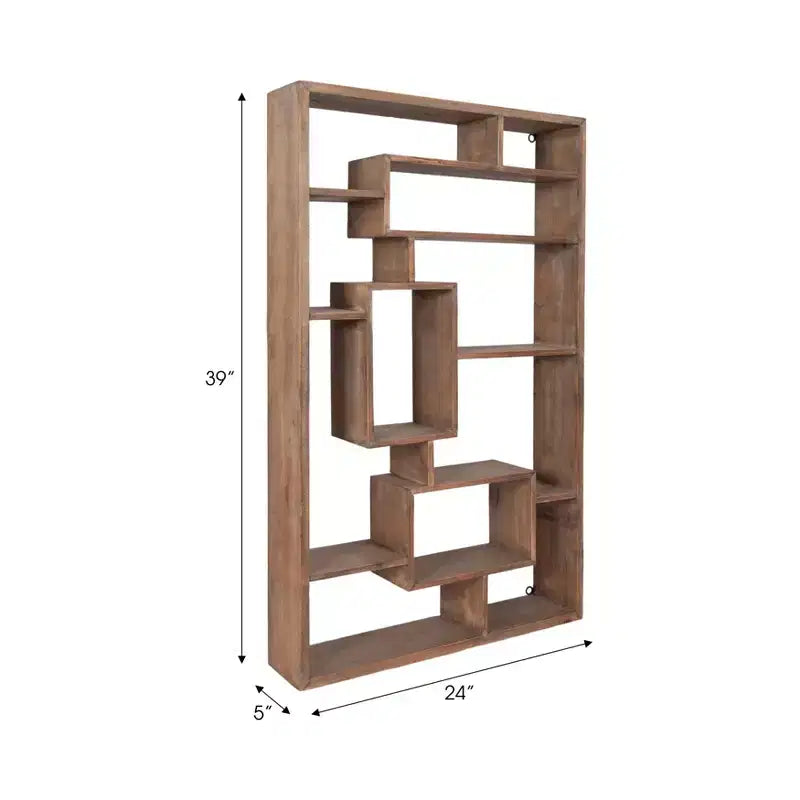 Modern Geometric Wall Shelf - Multi-Tier Decorative Wood Storage Rack - Casual Home Style for Living Room, Bedroom, Office