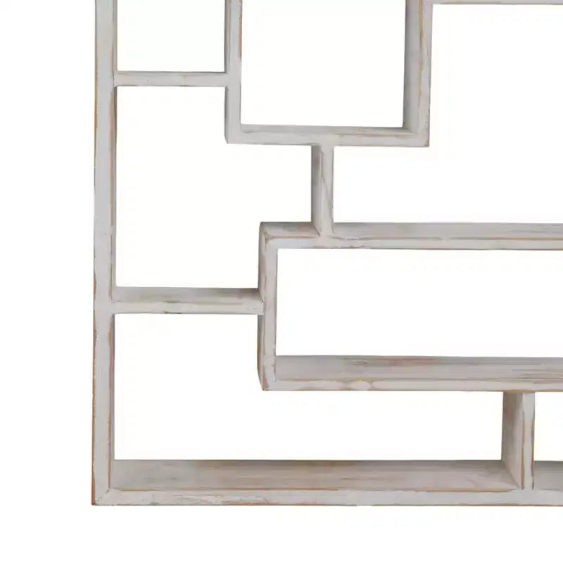 Modern Geometric Wall Shelf - Multi-Tier Decorative Wood Storage Rack - Casual Home Style for Living Room, Bedroom, Office