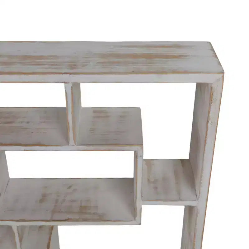 Modern Geometric Wall Shelf - Multi-Tier Decorative Wood Storage Rack - Casual Home Style for Living Room, Bedroom, Office