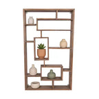 Modern Geometric Wall Shelf - Multi-Tier Decorative Wood Storage Rack - Casual Home Style for Living Room, Bedroom, Office