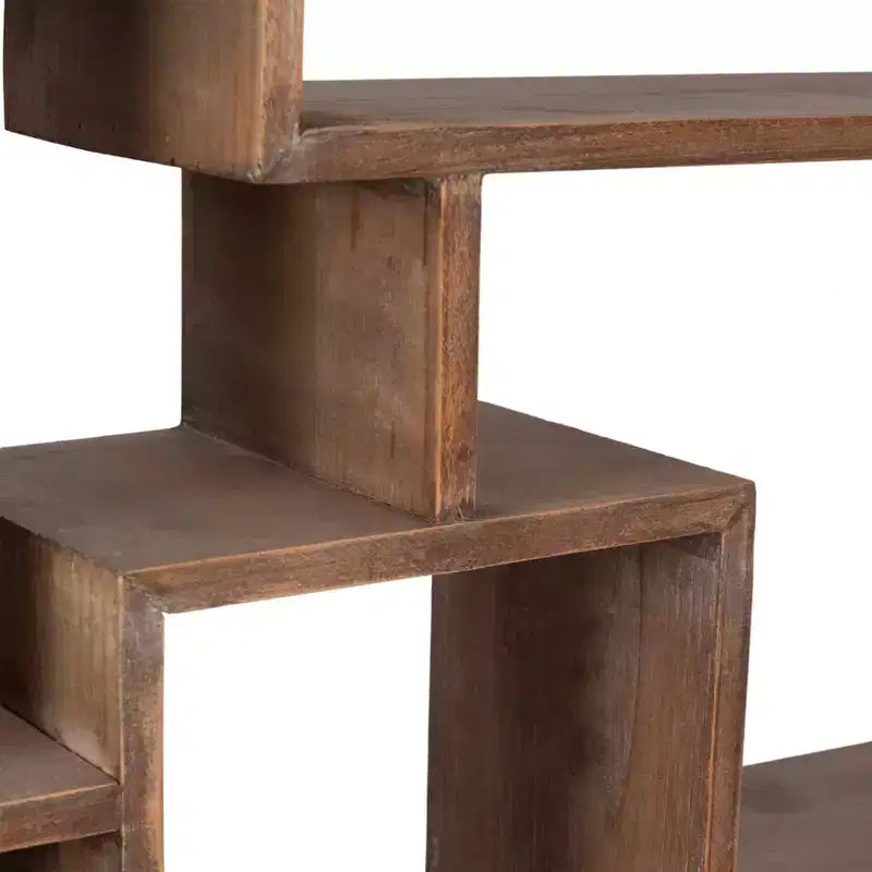 Modern Geometric Wall Shelf - Multi-Tier Decorative Wood Storage Rack - Casual Home Style for Living Room, Bedroom, Office