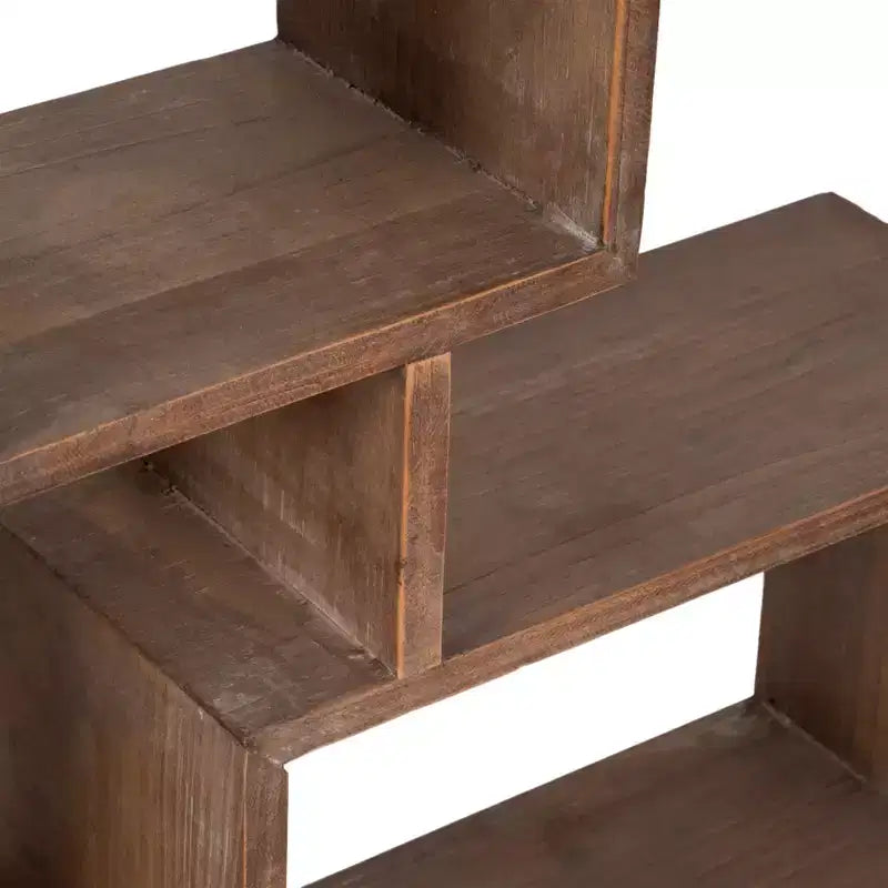 Modern Geometric Wall Shelf - Multi-Tier Decorative Wood Storage Rack - Casual Home Style for Living Room, Bedroom, Office