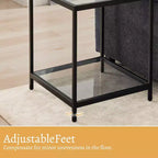 HYLEORY Table d'appoint carrée à 2 niveaux en verre trempé de 50 cm, avec cadre en métal, pour salon ou chambre à coucher
