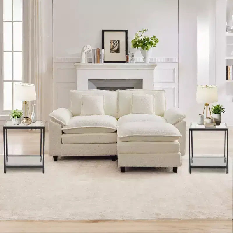 HYLEORY Table d'appoint carrée à 2 niveaux en verre trempé de 50 cm, avec cadre en métal, pour salon ou chambre à coucher