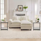 HYLEORY Table d'appoint carrée à 2 niveaux en verre trempé de 50 cm, avec cadre en métal, pour salon ou chambre à coucher