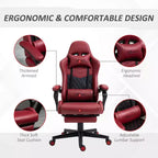 Chaise de gaming Okak High-Back avec appuie-tête, chaise d'ordinateur avec soutien lombaire et repose-pieds, chaise de bureau pour l'étude, salle de lecture