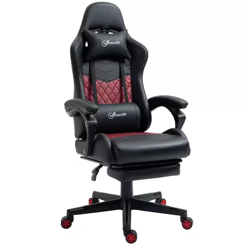 Chaise de gaming Okak High-Back avec appuie-tête, chaise d'ordinateur avec soutien lombaire et repose-pieds, chaise de bureau pour l'étude, salle de lecture