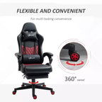 Chaise de gaming Okak High-Back avec appuie-tête, chaise d'ordinateur avec soutien lombaire et repose-pieds, chaise de bureau pour l'étude, salle de lecture