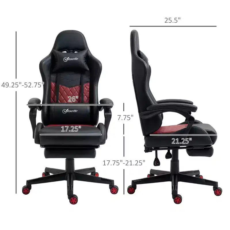 Chaise de gaming Okak High-Back avec appuie-tête, chaise d'ordinateur avec soutien lombaire et repose-pieds, chaise de bureau pour l'étude, salle de lecture