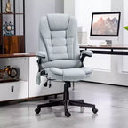 Fauteuil de bureau exécutif de massage vibrant à 6 points Okak avec chaleur, fauteuil d'ordinateur inclinable avec télécommande, fauteuil confortable pour l'étude, le bureau, gris