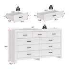 Commode de rangement rustique Famapy à 9 tiroirs, compartiments, construction robuste, tiroirs spacieux
