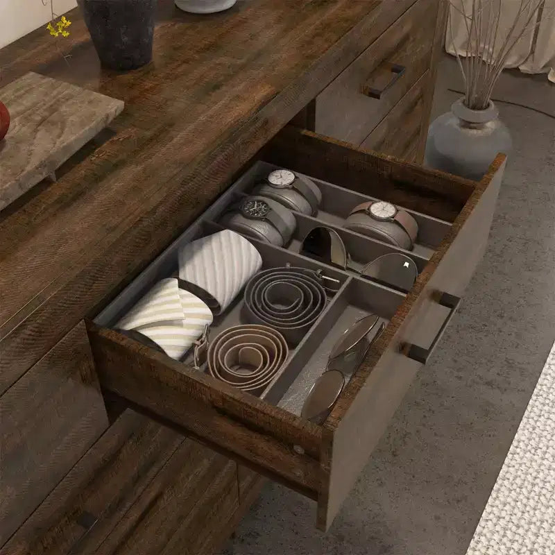 Commode de rangement rustique Famapy à 9 tiroirs, compartiments, construction robuste, tiroirs spacieux