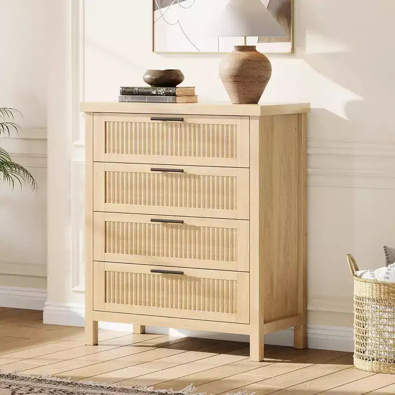 Commode de chambre encastrée, Meuble de coiffeuse, Commode haute de 90 cm avec 4 tiroirs et rangement pour vêtements pour chambre à coucher, salon