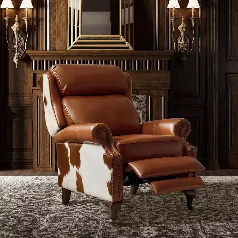 Fauteuil inclinable manuel en cuir véritable Gianpiero|HULALA HOME