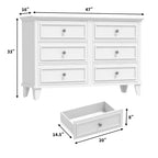 Commode marron de style ferme pour chambre à coucher avec 6 tiroirs, commode double meuble TV avec poignée vintage, commodes et chiffonniers larges en bois