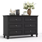 Commode marron de style ferme pour chambre à coucher avec 6 tiroirs, commode double meuble TV avec poignée vintage, commodes et chiffonniers larges en bois