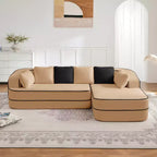 Canapé 106 sans accoudoirs en tissu Teddy 32D, design contrasté, canapé douillet et moelleux avec méridienne en L, pour salon
