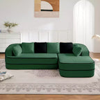 Canapé 106 sans accoudoirs en tissu Teddy 32D, design contrasté, canapé douillet et moelleux avec méridienne en L, pour salon
