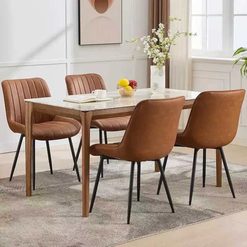 Ensemble de 2 chaises de salle à manger, similicuir, convenant à la cuisine et à la salle à manger, chaises confortables à pieds métalliques modernes, chaise d'appoint rembourrée