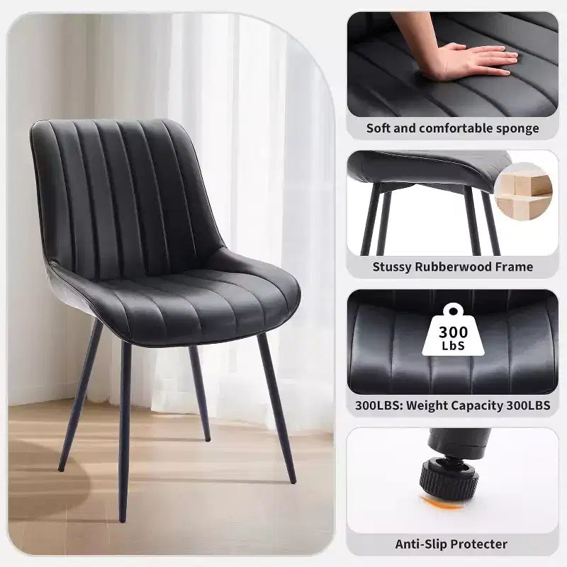 Ensemble de 2 chaises de salle à manger, similicuir, convenant à la cuisine et à la salle à manger, chaises confortables à pieds métalliques modernes, chaise d'appoint rembourrée