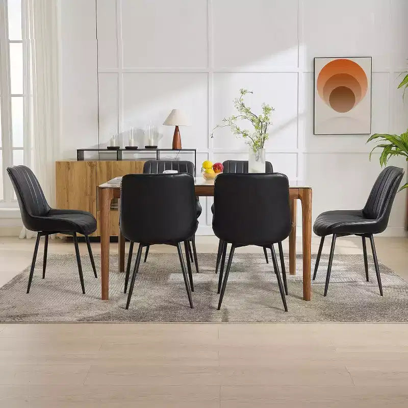 Ensemble de 2 chaises de salle à manger, similicuir, convenant à la cuisine et à la salle à manger, chaises confortables à pieds métalliques modernes, chaise d'appoint rembourrée