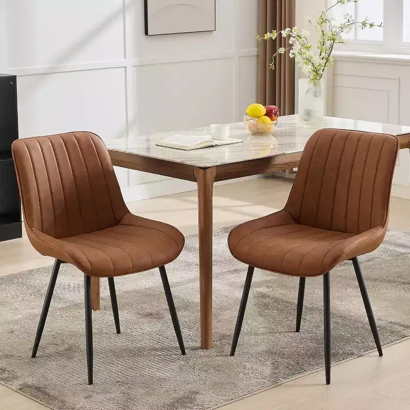 Ensemble de 2 chaises de salle à manger, similicuir, convenant à la cuisine et à la salle à manger, chaises confortables à pieds métalliques modernes, chaise d'appoint rembourrée