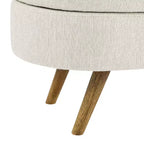 Banc de rangement ottoman ovale EHMKNP, pieds en bois d'hévéa (43,5x16x16)