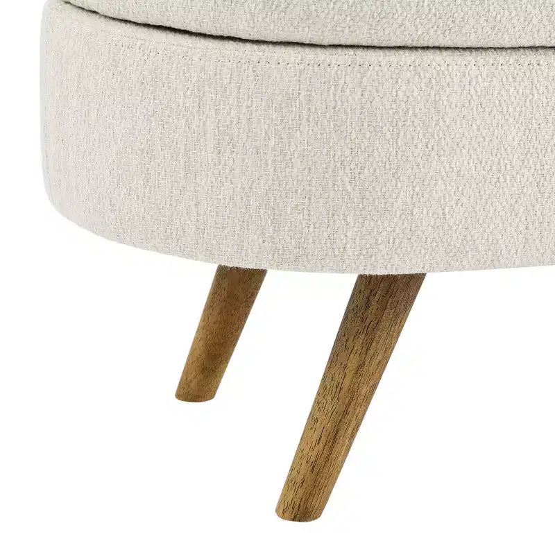 Banc de rangement ottoman ovale EHMKNP, pieds en bois d'hévéa (43,5x16x16)