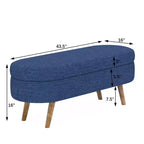 Banc de rangement ottoman ovale EHMKNP, pieds en bois d'hévéa (43,5x16x16)