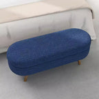 Banc de rangement ottoman ovale EHMKNP, pieds en bois d'hévéa (43,5x16x16)
