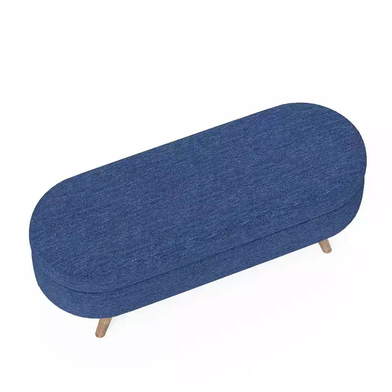 Banc de rangement ottoman ovale EHMKNP, pieds en bois d'hévéa (43,5x16x16)